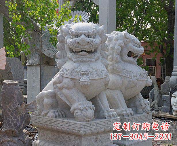 安阳大理石寺庙石狮子