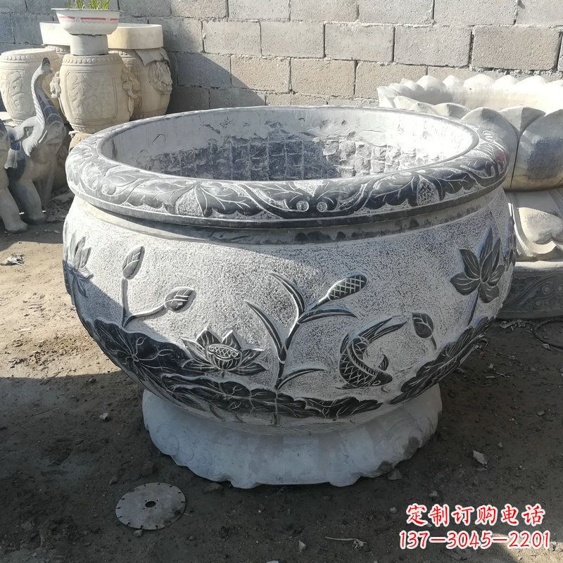 安阳大理石园林水缸摆件