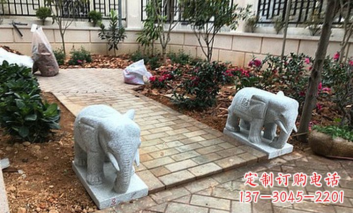 安阳大理石招财进宝小象小区动物石雕