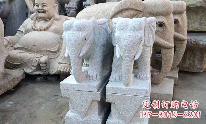 安阳大理石招财进宝门口大象石雕