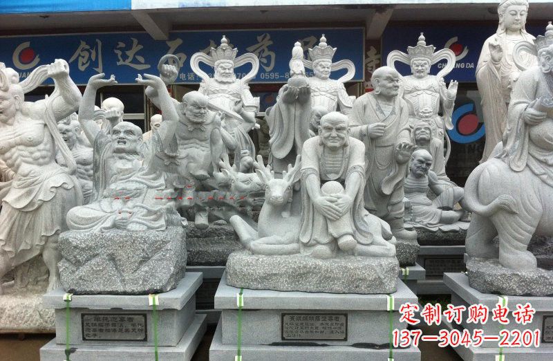 安阳大理石坐式罗汉禅修雕塑
