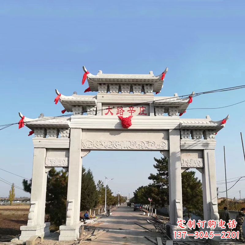 安阳大路辛庄汉白玉石雕牌楼