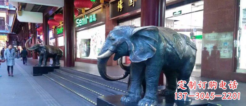 安阳大象铜雕企业门口动物雕塑