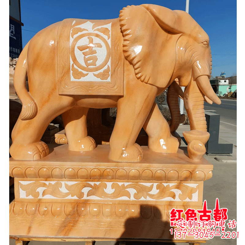 安阳大象头影背墙石雕