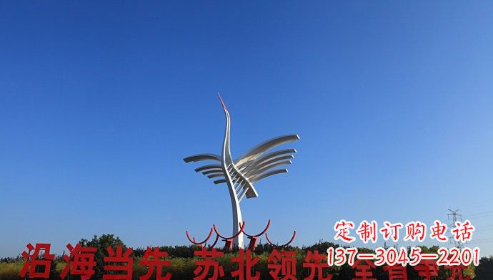安阳大型不锈钢标志性抽象仙鹤