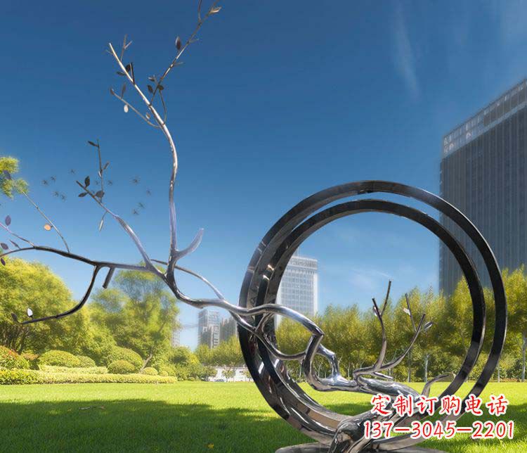 安阳大型不锈钢圆环景观雕塑