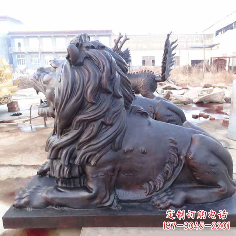 安阳大型纯铜港币狮子动物雕塑