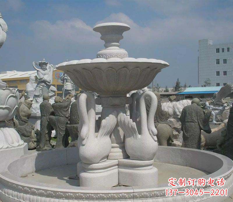 安阳汉白玉高端天鹅雕塑