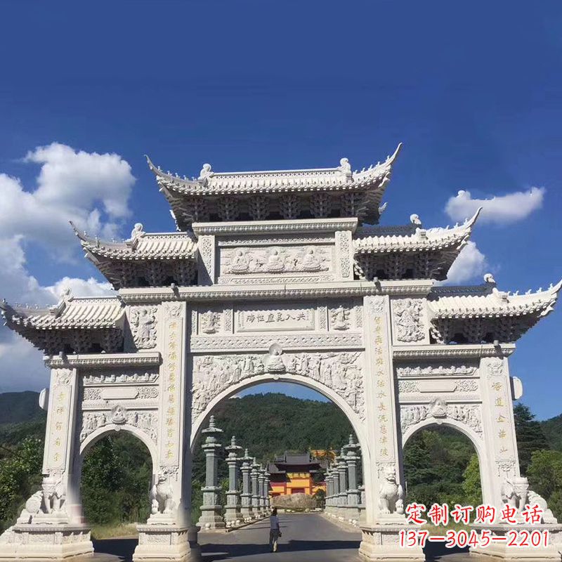 安阳大型汉白玉景区大门石雕牌楼