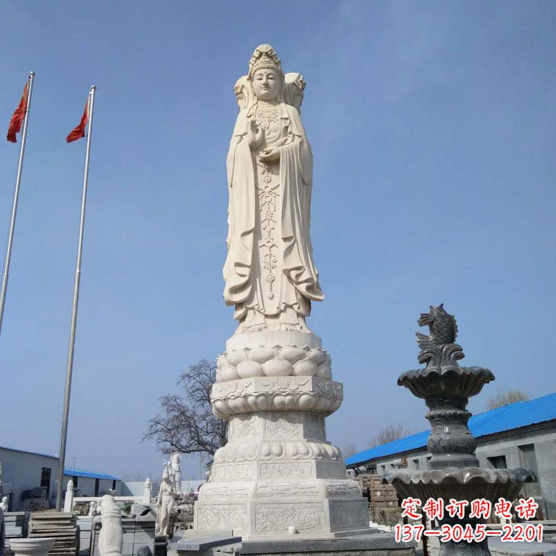 安阳大型汉白玉三面观音石雕