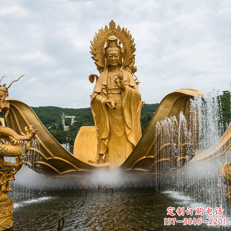 安阳大型景区滴水观音铜雕佛像水景景观雕塑
