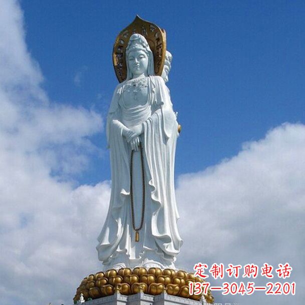 安阳大型景区景点三面观音石雕佛像