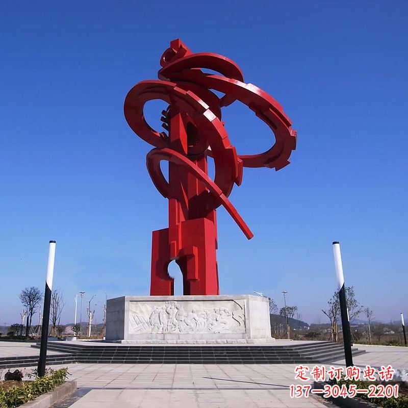 安阳大型龙形不锈钢景观雕塑-广场抽象神兽景观标识
