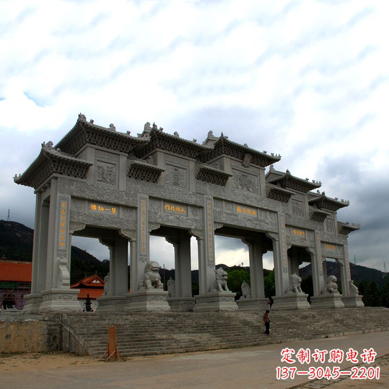 安阳大型寺庙五门石雕牌楼