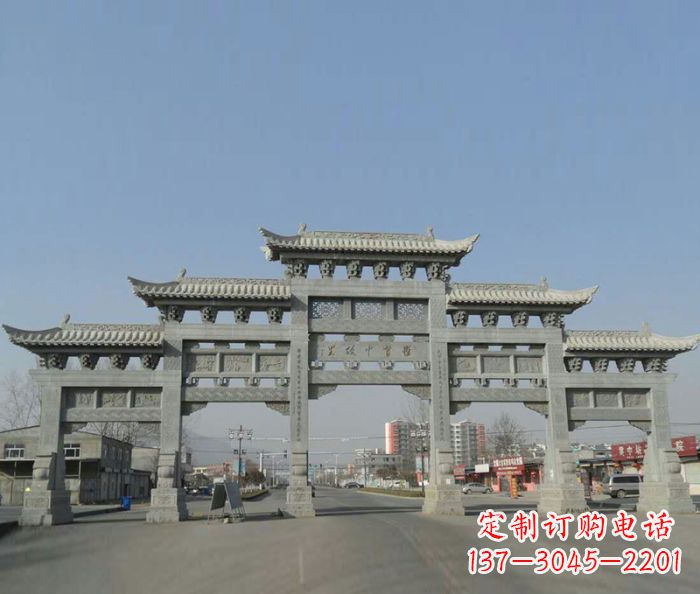 安阳大型五门石雕牌坊 (2)