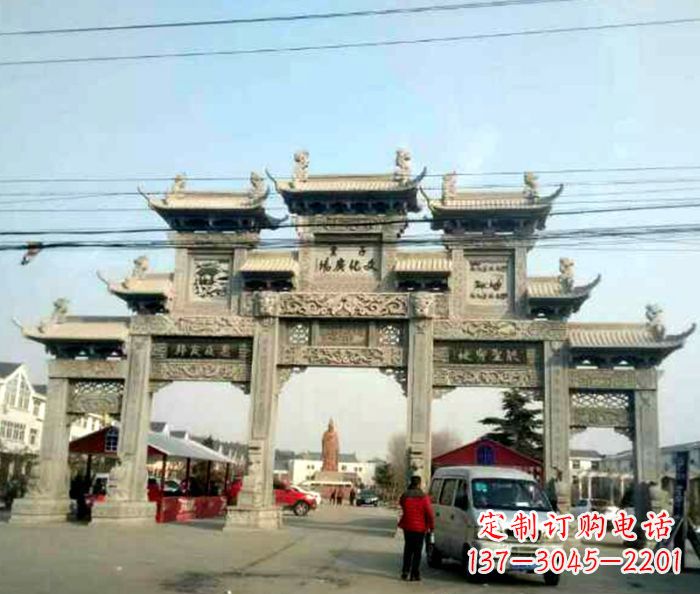 安阳大型五门石雕牌坊 (3)