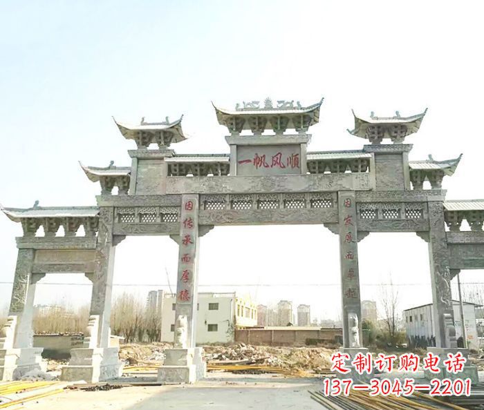 安阳大型五门石雕牌楼 (3)