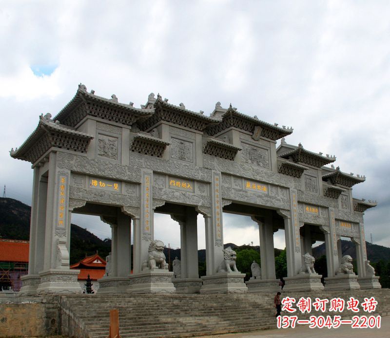 安阳大型五门石雕牌楼雕塑