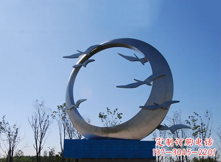 安阳大雁不锈钢景观标识,公园鸟类创意雕塑