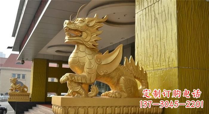 安阳带翅膀的麒麟铜雕