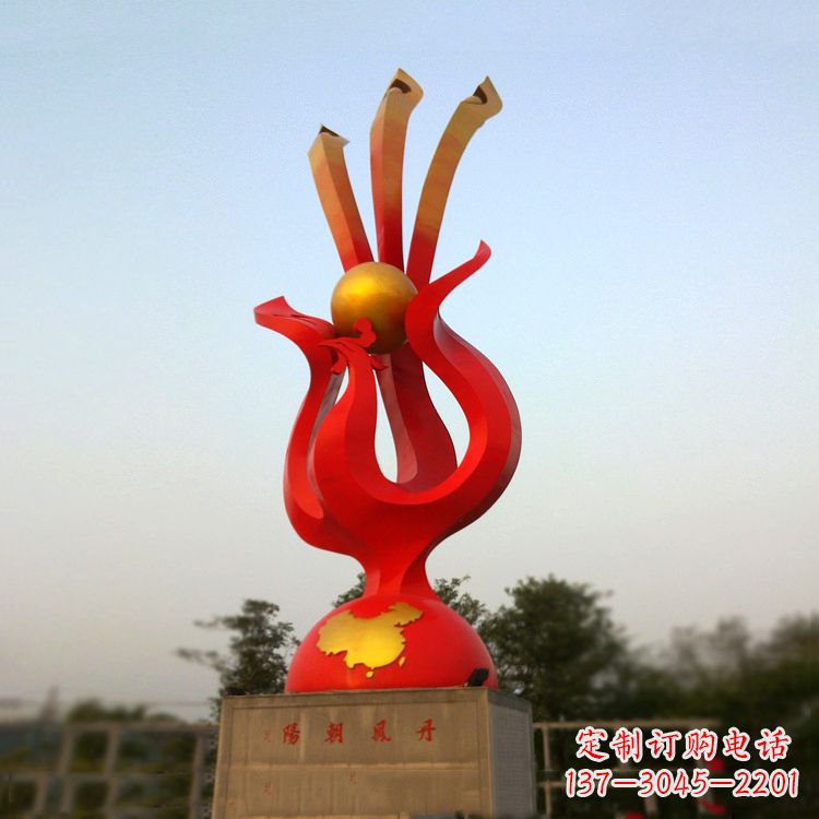 安阳丹凤朝阳不锈钢凤凰雕塑-公园神兽标识景观雕塑