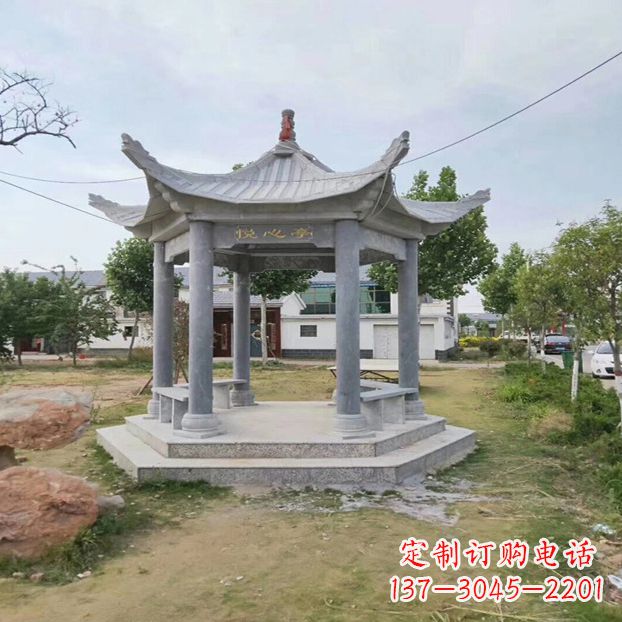 安阳单层六角石凉亭公园亭子