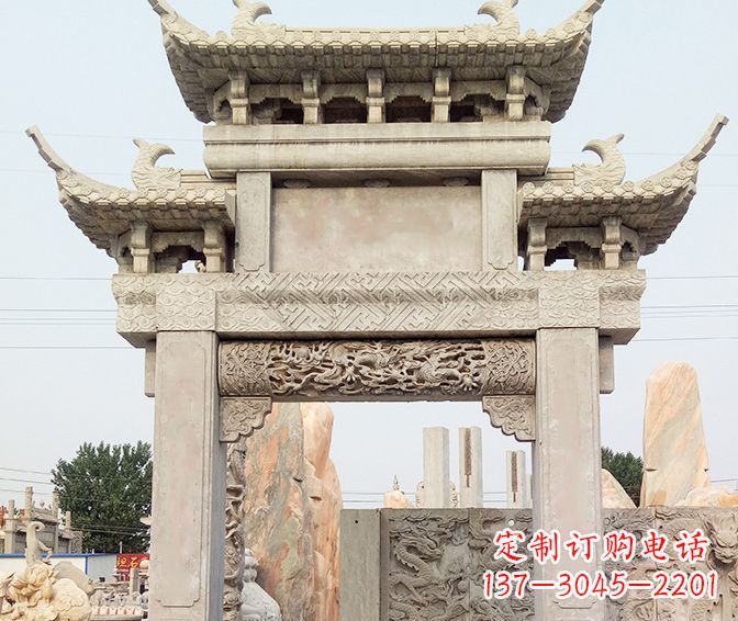 安阳单门大理石牌坊石雕