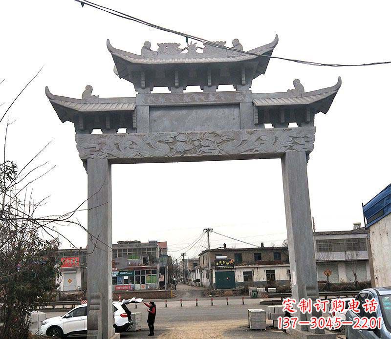 安阳单门大理石牌坊石雕_1