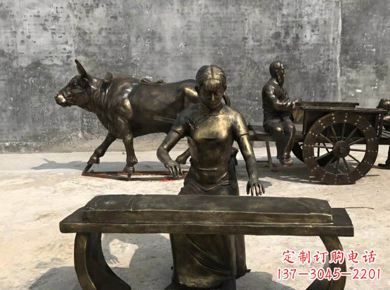 安阳弹古筝人物校园景观铜雕