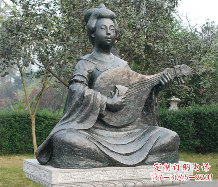 安阳弹琵琶的乐妓古代人物铜雕