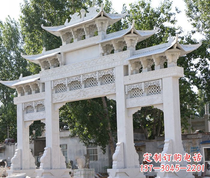 安阳道路三门牌坊石雕 (2)
