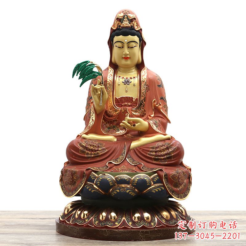 安阳滴水观音彩绘铜雕雕塑摆件
