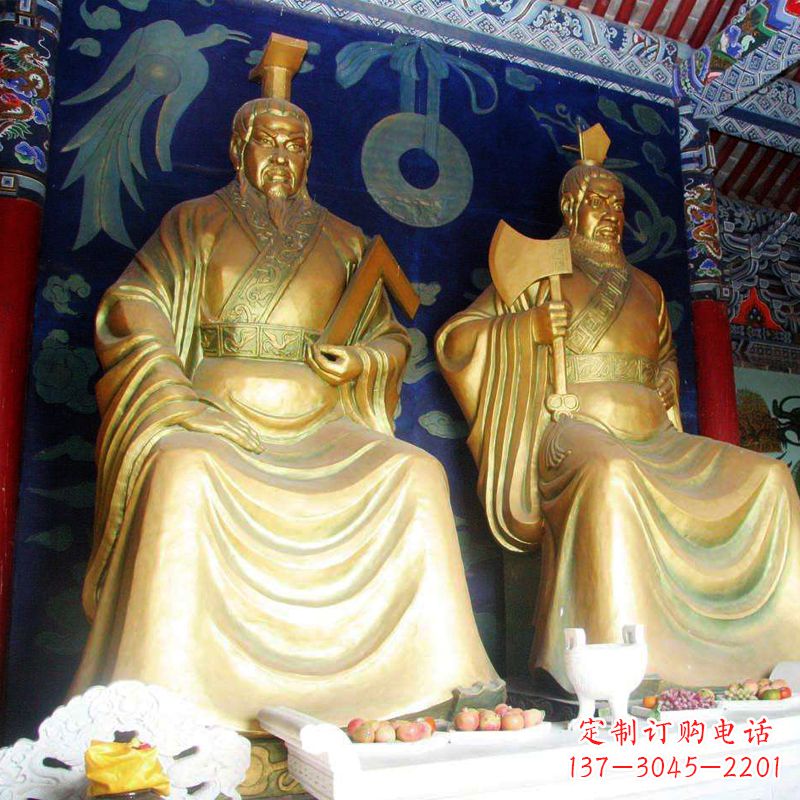 安阳帝喾与颛顼寺庙铜雕神像