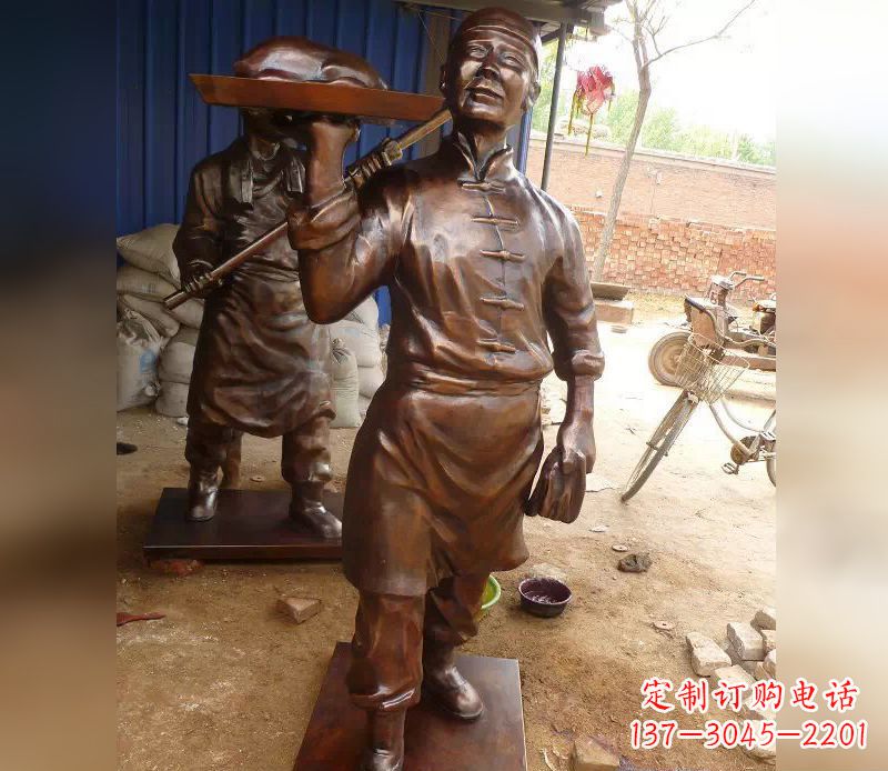 安阳店小二服务员人物铜雕