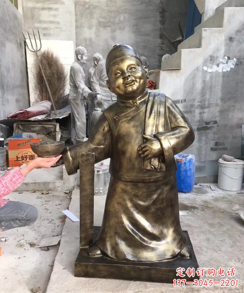 安阳店小二人物铜雕 (2)