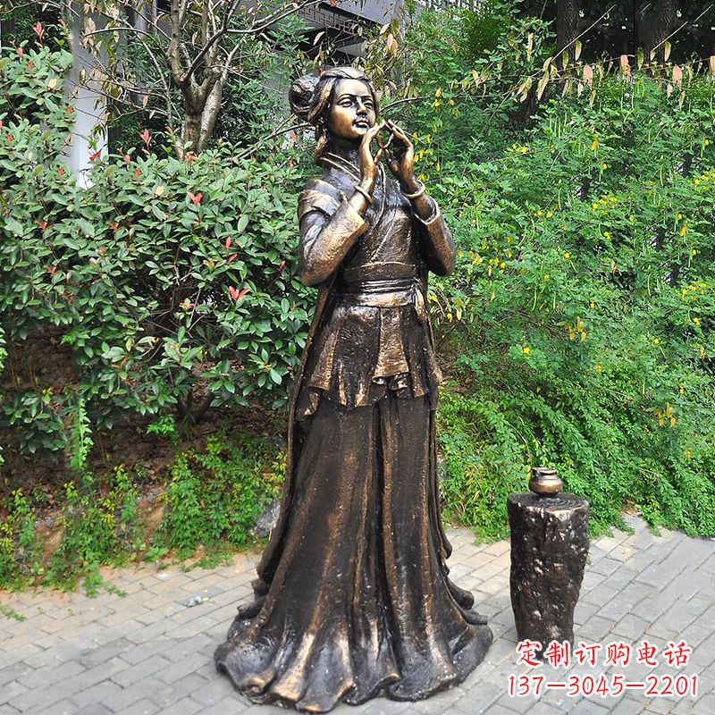安阳貂蝉铜雕塑像-公园古代美女人物雕塑