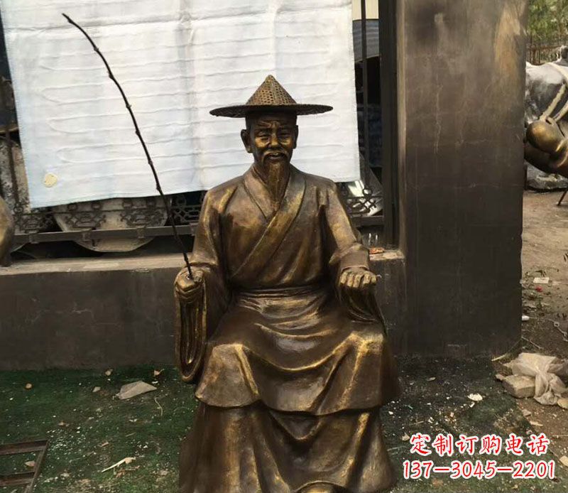 安阳钓鱼的渔翁铜雕