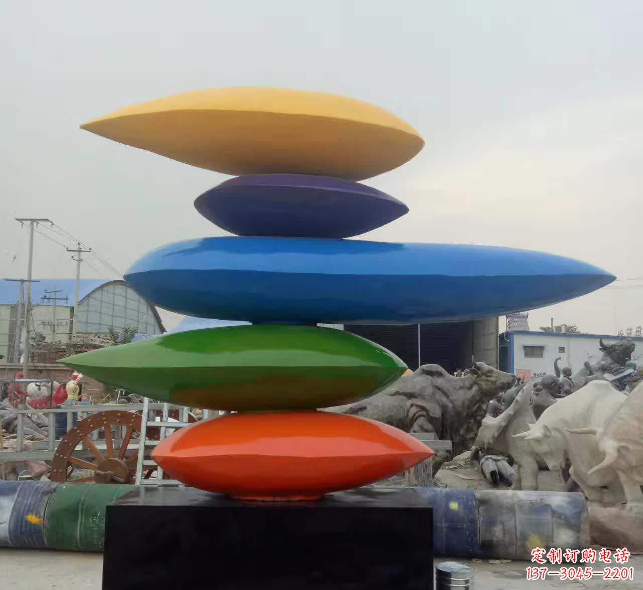 安阳叠罗汉不锈钢彩色水滴雕塑