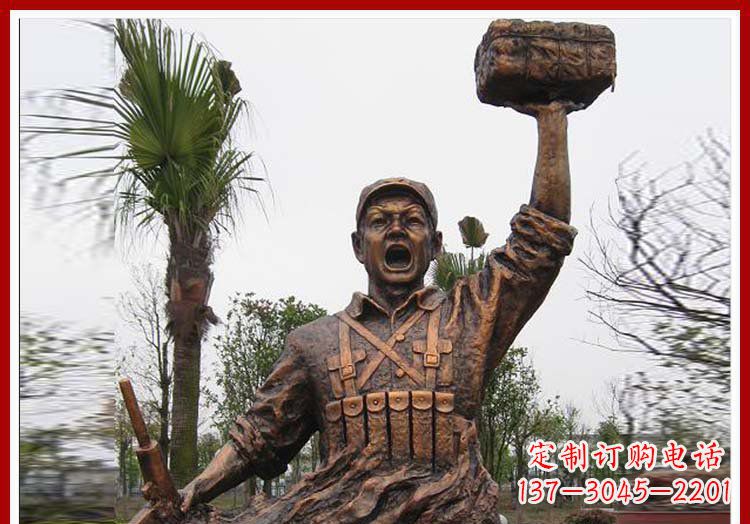 安阳董存瑞英雄模范铜雕