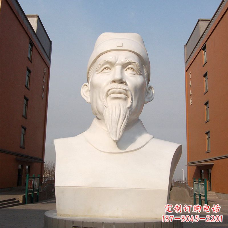 安阳杜甫石雕像-学校校园历史名人唐代著名诗人头像