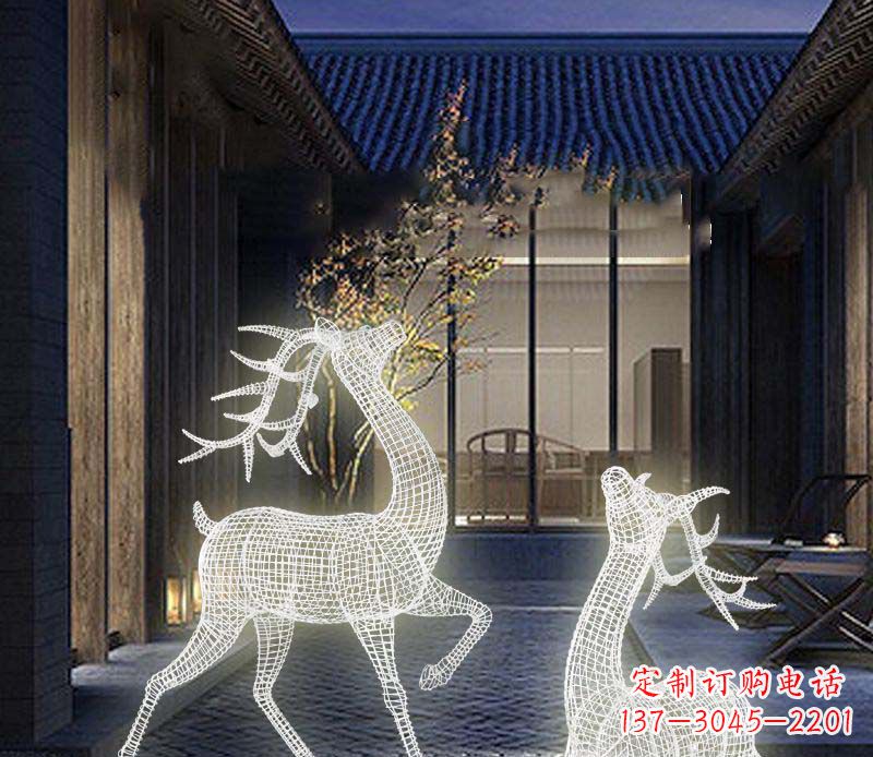 安阳发光镂空梅花鹿景观雕塑