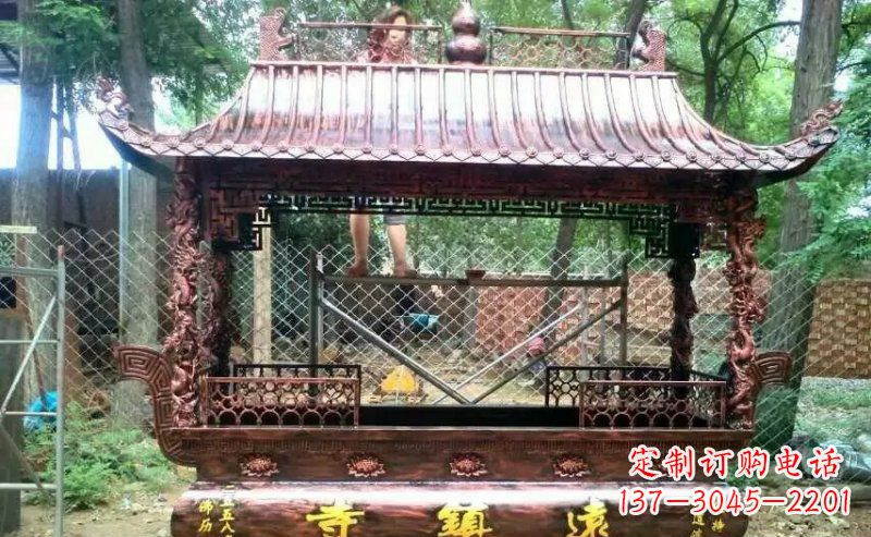 安阳方形寺庙香炉铜雕 (4)
