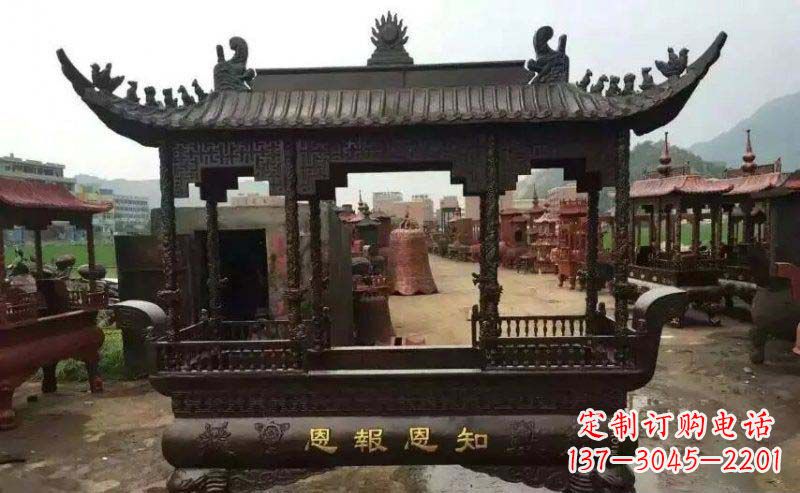 安阳方形寺庙香炉铜雕