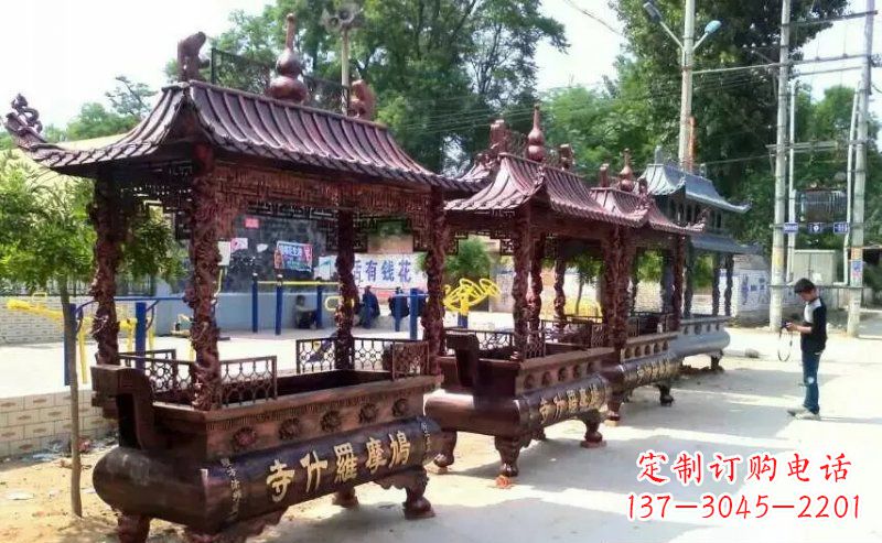 安阳方形寺庙香炉铜雕_2
