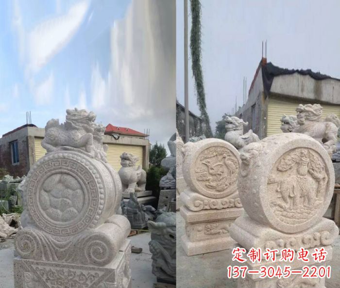 安阳仿古抱鼓石门墩雕塑