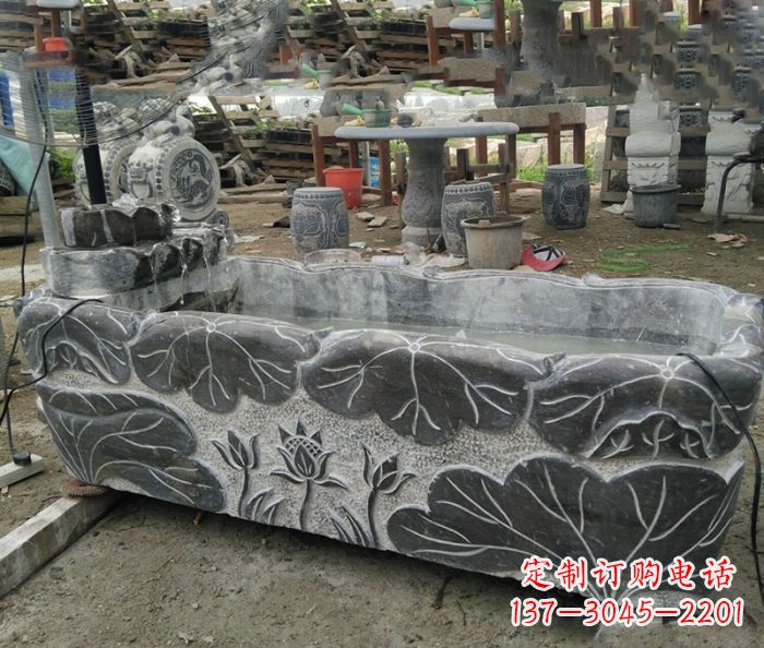安阳仿古荷花石水缸
