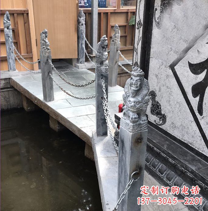 安阳典雅传统的仿古胡人拴马石栏杆雕塑