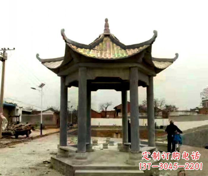 安阳仿古六角凉亭石雕 (3)