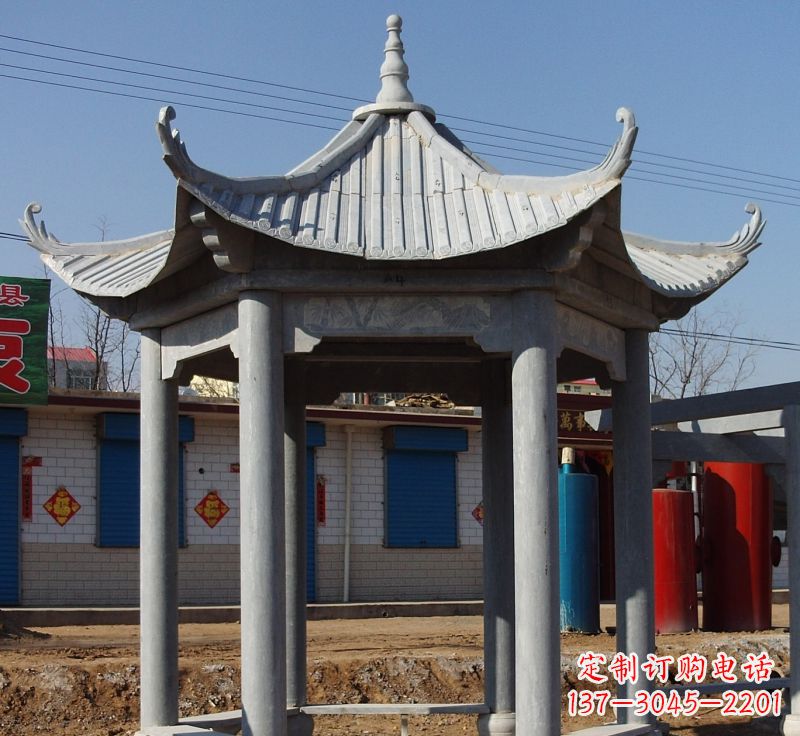 安阳仿古六角凉亭石雕 (6)