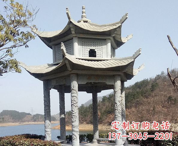 安阳仿古六角双层凉亭石雕